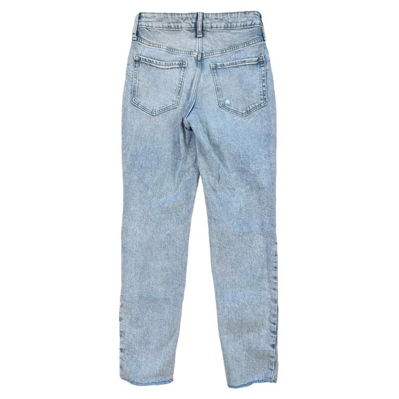 Old Navy O.G. Straight High-Waisted Button-Fly Cut-Off Jeans Raw Hem Light Wash - Picture 4 of 10